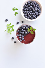 Blueberry smoothie in glass