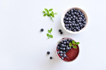 Blueberry smoothie in glass