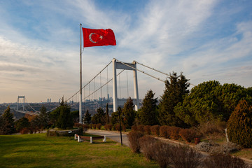 Turkish flag in bosphorus