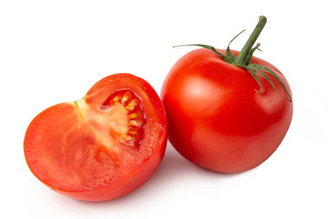 Tomatoes on a white isolated background. Fresh vegetables.