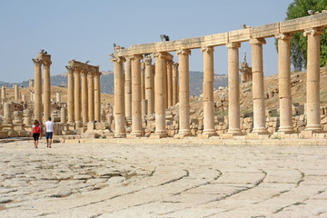 Amman - Ancient and roman ruins of Jerash (Gerasa), Jordan. Unesco Heritage archeologic site 