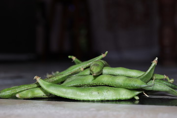 broad beans isolated on white background