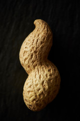 Peanuts with shell on black background 