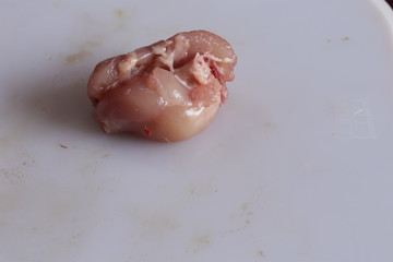 Sliced chicken on the white background