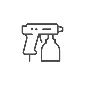 Compressor paint gun line outline icon