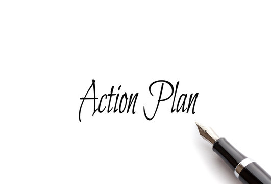 Action Plan text on isolated background with Fountain pen