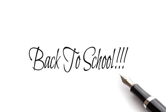 Back To School text on isolated background with Fountain pen