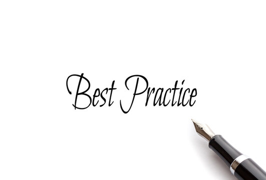 Best Practice text on isolated background with Fountain pen
