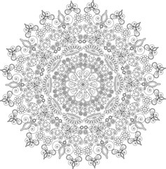 drawn drawing mantra of Indian magic circle pattern for coloring and meditation