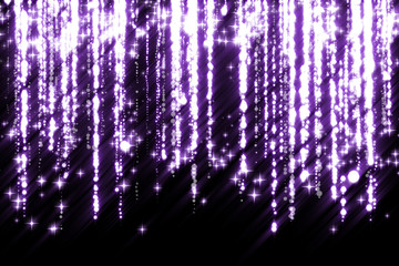 Sparkling light blurs lines of purple particles