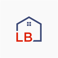letter LB with  home element. initial L B Real Estate concept. Construction logo template, Home and Real Estate icon. Housing Complex Simple Vector Logo Template. - vector