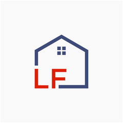 letter L F with  home element. initial LF Real Estate concept. Construction logo template, Home and Real Estate icon. Housing Complex Simple Vector Logo Template. - vector