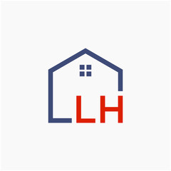 letter LH with  home element. initial L H Real Estate concept. Construction logo template, Home and Real Estate icon. Housing Complex Simple Vector Logo Template. - vector