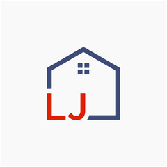 letter LJ with  home element. initial L J Real Estate concept. Construction logo template, Home and Real Estate icon. Housing Complex Simple Vector Logo Template. - vector
