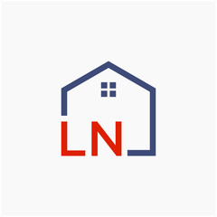 letter LN with  home element. initial L N Real Estate concept. Construction logo template, Home and Real Estate icon. Housing Complex Simple Vector Logo Template. - vector