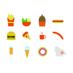 Set of flat design icon for food and drink