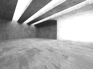Dark concrete empty room. Modern architecture design