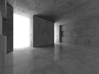 Fototapeta premium Ciemny beton pusty pokój. Projekt nowoczesnej architektury
