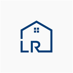 letter LR with  home element. initial L R Real Estate concept. Construction logo template, Home and Real Estate icon. Housing Complex Simple Vector Logo Template. - vector
