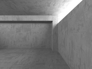 Dark concrete empty room. Modern architecture design