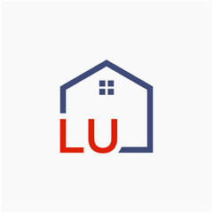 letter LU with  home element. initial L U Real Estate concept. Construction logo template, Home and Real Estate icon. Housing Complex Simple Vector Logo Template. - vector