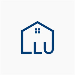 letter L U with  home element. initial L U Real Estate concept. Construction logo template, Home and Real Estate icon. Housing Complex Simple Vector Logo Template. - vector
