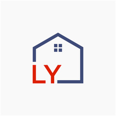 letter LY with  home element. initial L Y Real Estate concept. Construction logo template, Home and Real Estate icon. Housing Complex Simple Vector Logo Template. - vector