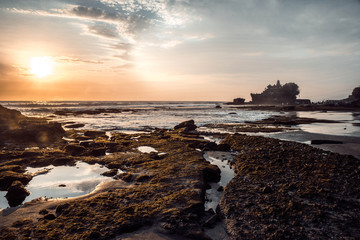 A beautiful view of Tanah Lot temple in Bali, Indonesia.