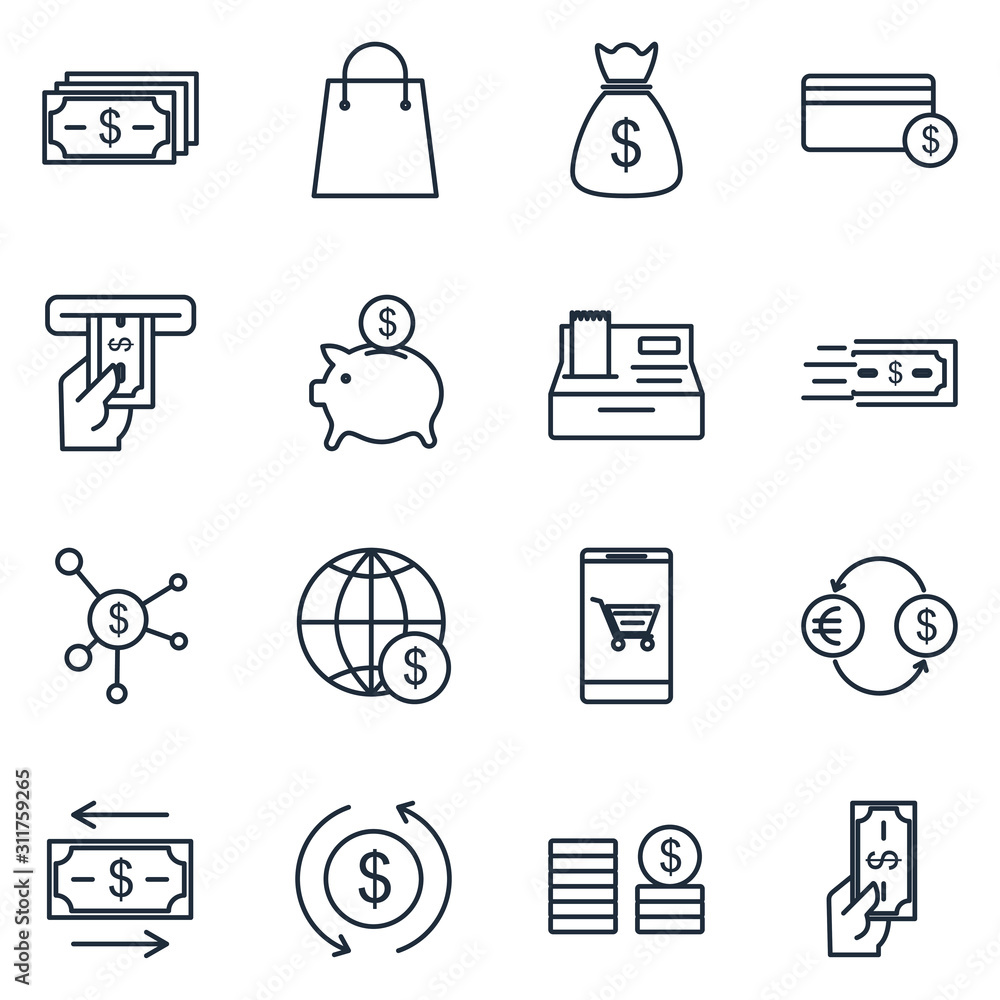 Aufkleber money movement set icon template color editable. money movement pack symbol vector sign isolated on 