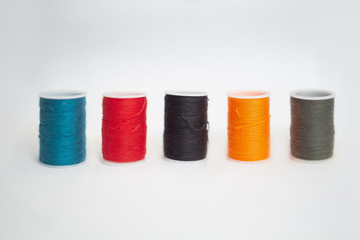 Sewing supplies on a white background