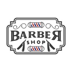 vintage barber shop logo, icon and illustration