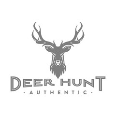 vintage deer hunter logo, icon and illustration