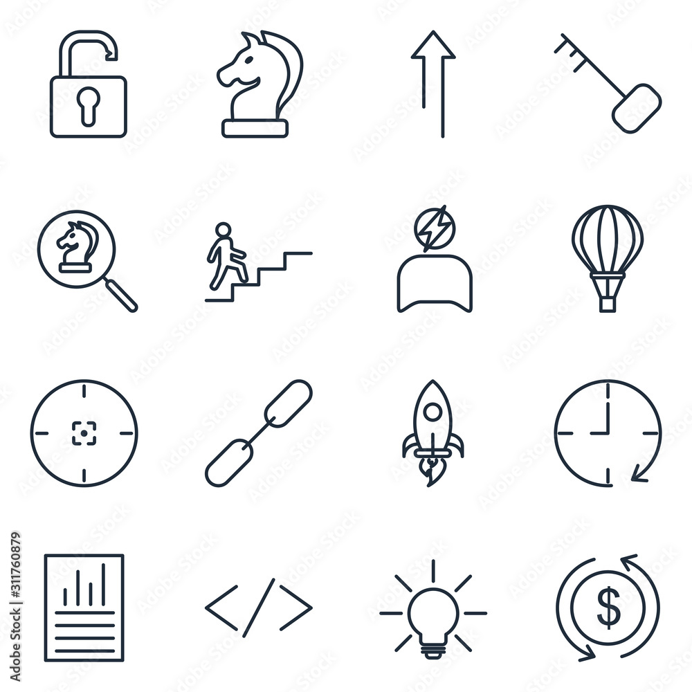 Poster business strategy set icon template color editable. startup pack symbol vector sign isolated on whit