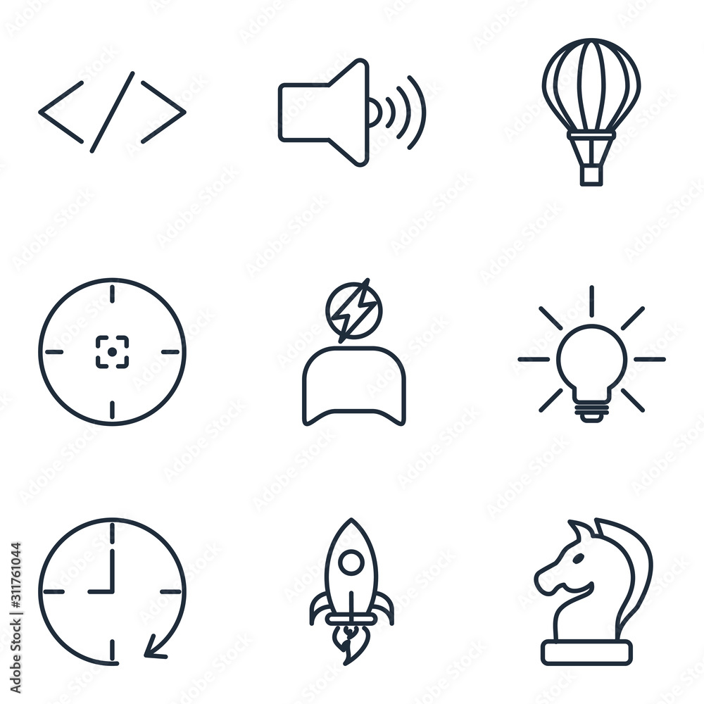 Poster business strategy set icon template color editable. startup pack symbol vector sign isolated on whit