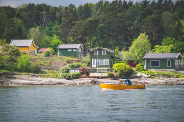 yellow boat on the river
