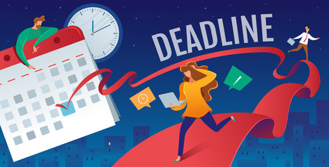 Vector flat illustration of deadline in the calendar