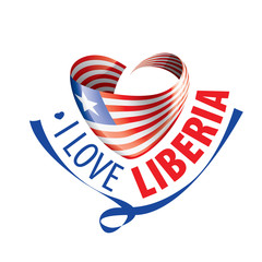 Obraz premium The national flag of the Liberia and the inscription I love Liberia. Vector illustration