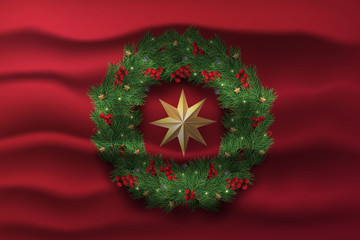Merry Christmas and Happy New Year. Flag of Christmas .	
