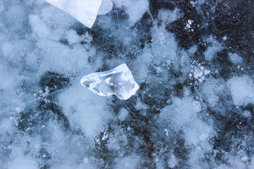 Shards of frozen river ice.
