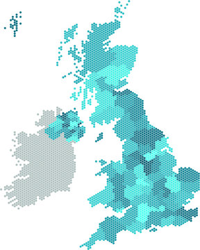 recommend clip art: Blue circle United Kingdom map on white background. Vector illustration.