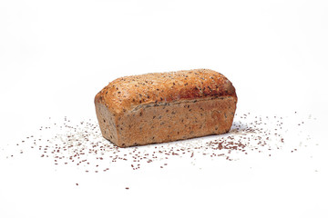 cereal bread on white background.