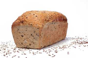 cereal bread on white background