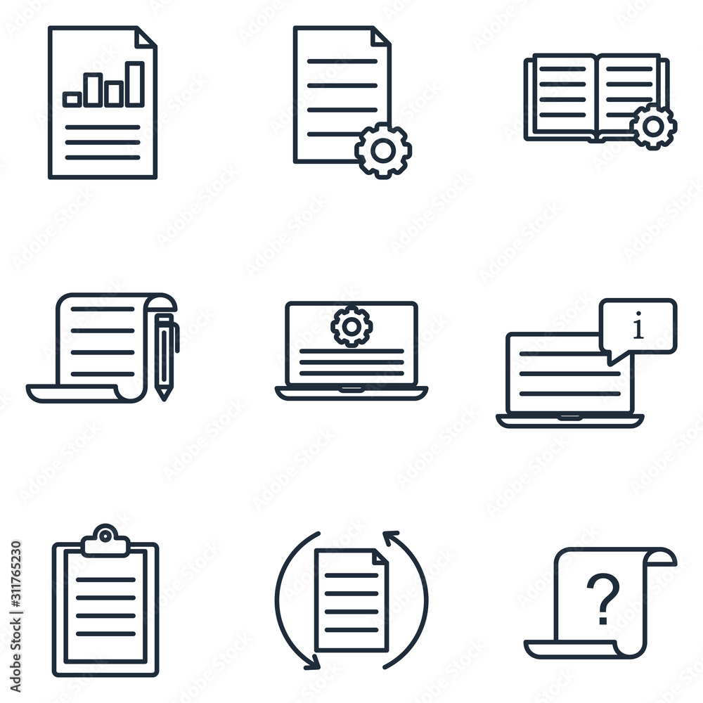 Poster Technical Documentation Set icon template color editable. Instruction, Plan and Manual pack symbol vector sign isolated on white background illustration for graphic and web design.