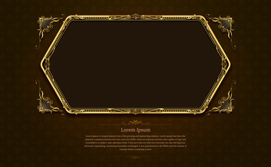 gold frame circle border picture and pattern gold thai art Thai art