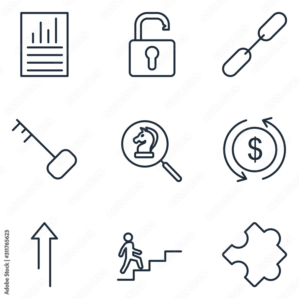 Poster business strategy set icon template color editable. startup pack symbol vector sign isolated on whit