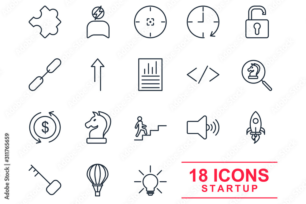 Poster business strategy set icon template color editable. startup pack symbol vector sign isolated on whit