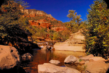 Slide Rock In Summer, Sedona, Az.