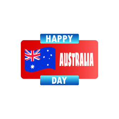 Happy Australia day on 26th of January. Vector illustration for greeting card, banner, poster, label, prints.  Australian holiday design with waving flag as a symbol of independence