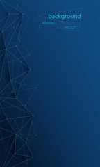 Vector abstract futuristic geometric background. In classic blue color, with a dark computer network. Polygon. Color 2020. Copyspace.