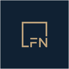 letter FN Logo design with square frame line. business consulting concept. studio, room, group icon. - vector